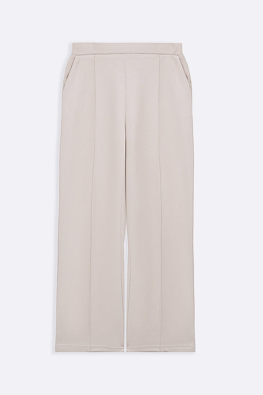 BEIGE STRAIGHT LOOSE TROUSERS
