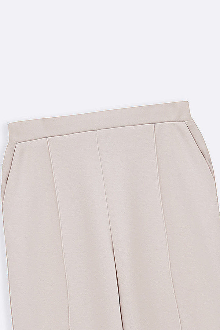 BEIGE STRAIGHT LOOSE TROUSERS