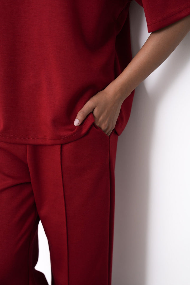 RED CHERRY-STRAIGHT PANTS