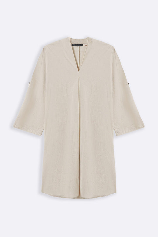 OFF WHITE LINEN MIDI TUNIC