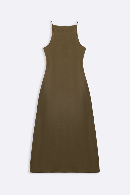 OLIVE BODYCON A-LINE DRESS