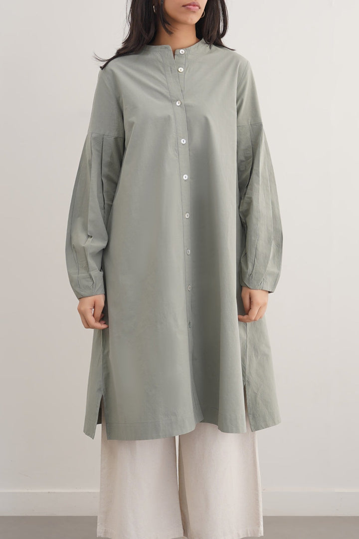 GREEN MINIMALIST TUNIC DRESS
