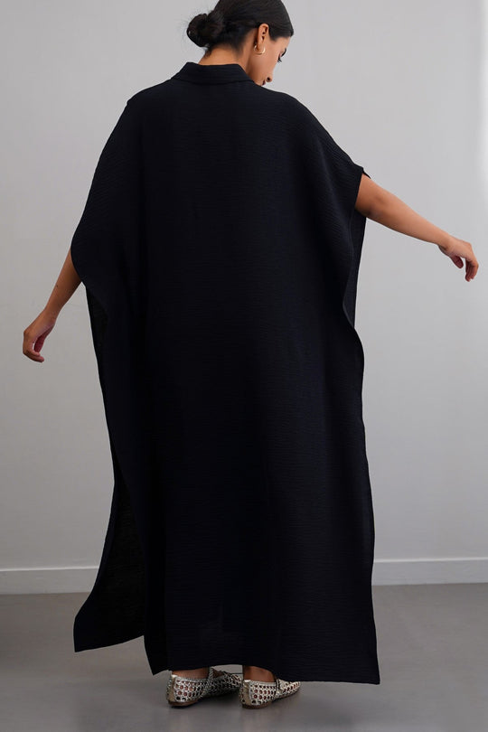 BLACK BATWING KAFTAN-DRESS