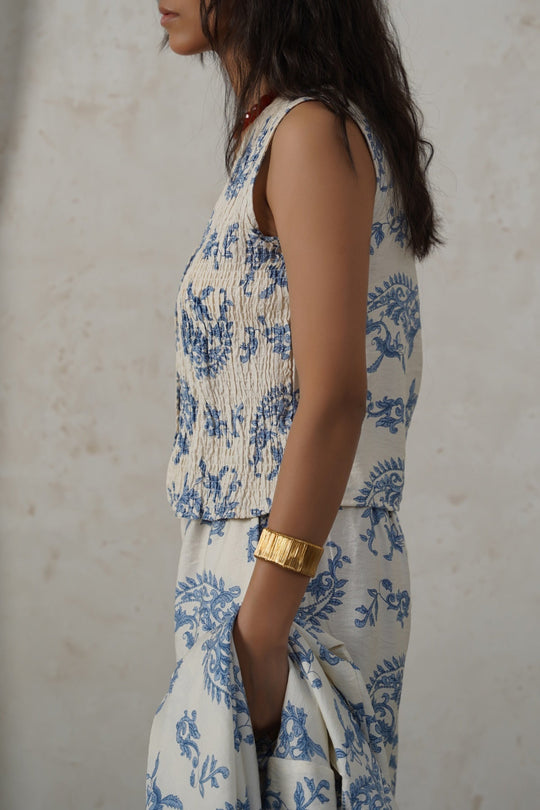 BLUE BLUE SMOCKED VEST