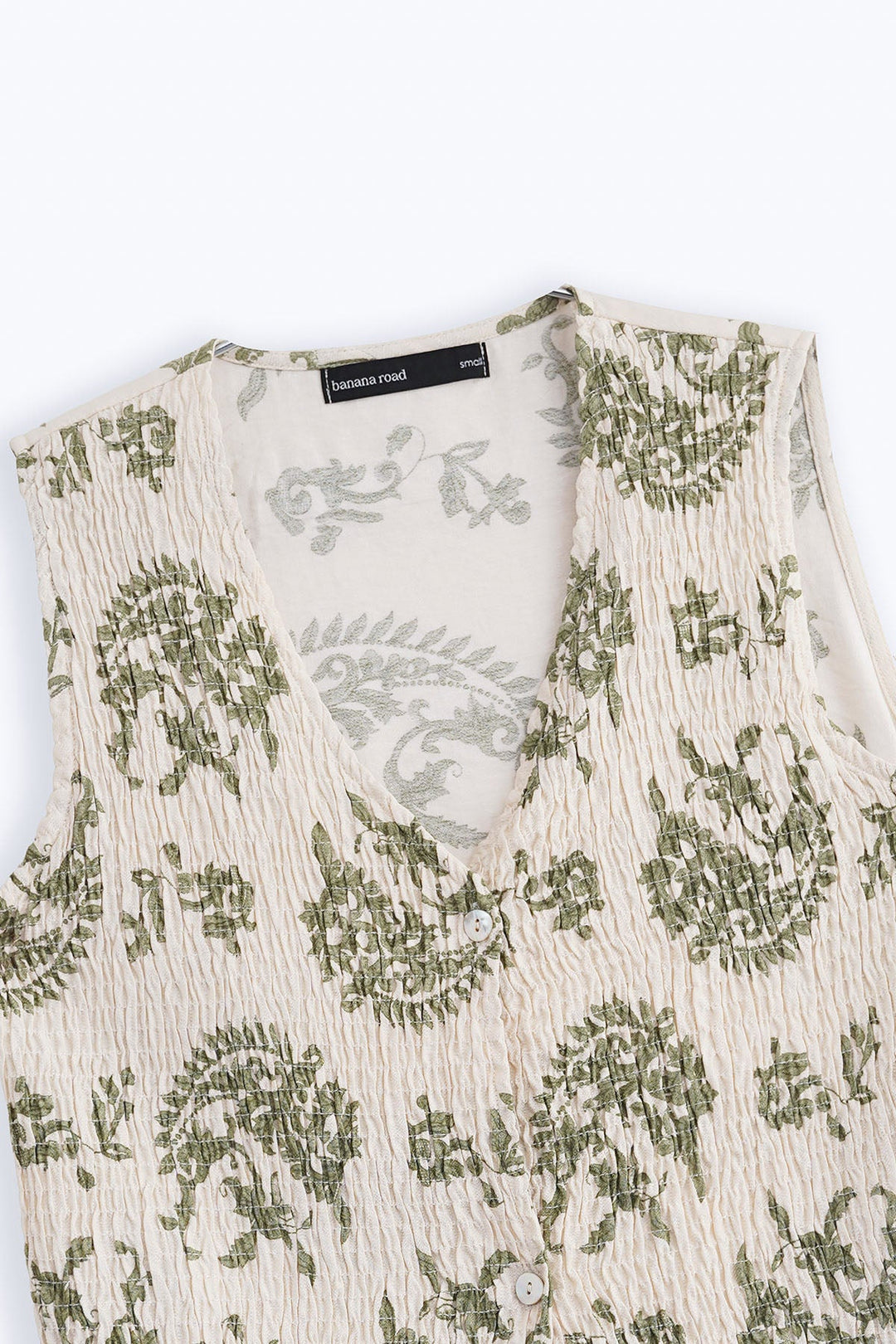 GREEN BLUE SMOCKED VEST