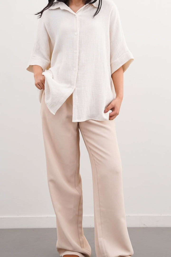 WHITE ORGANIC MUSLIN SHIRT
