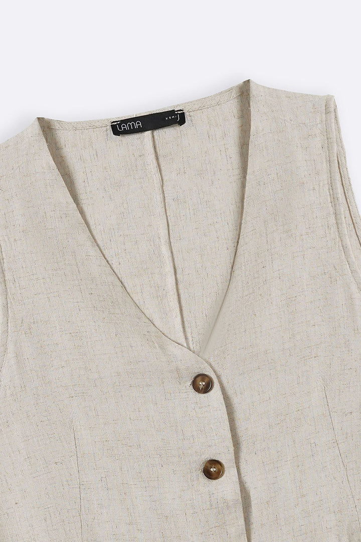 BEIGE CASUAL LINEN VEST