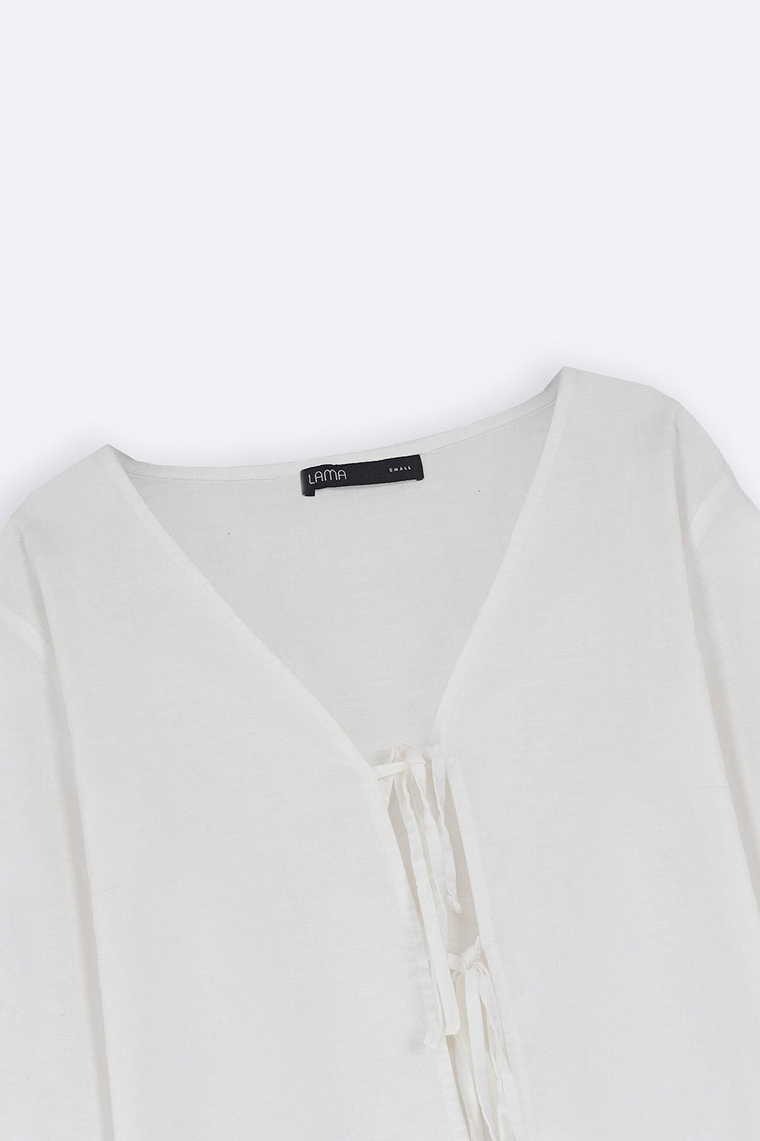 WHITE LINEN BOW BLOUSE