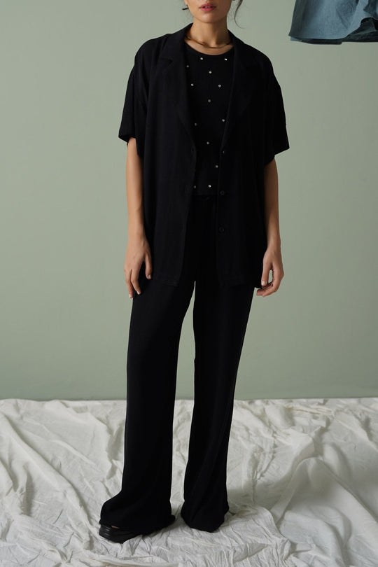BLACK SAFARI BLAZER SHIRT
