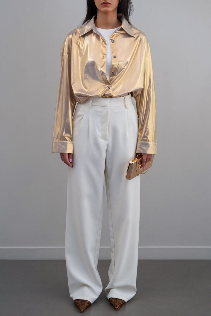 LIGHT GOLD RETRO METALLIC SHIRT