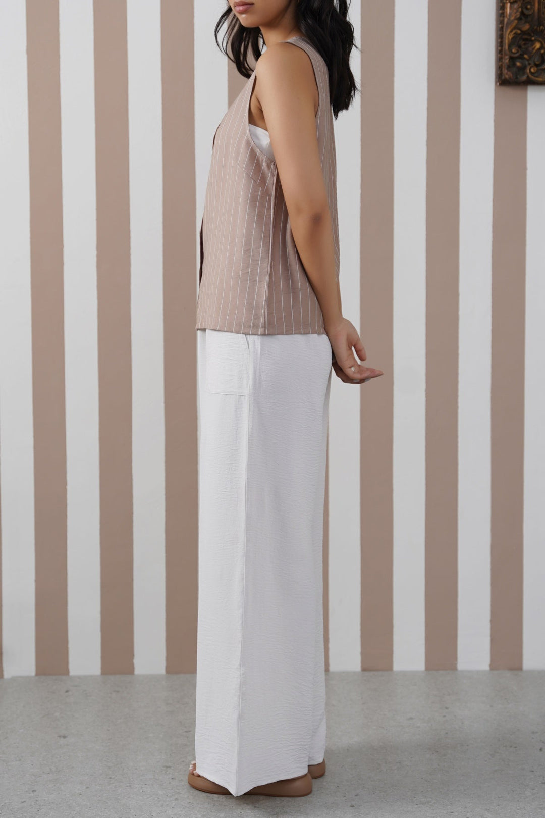 TAUPE STRIPED BLOUSE