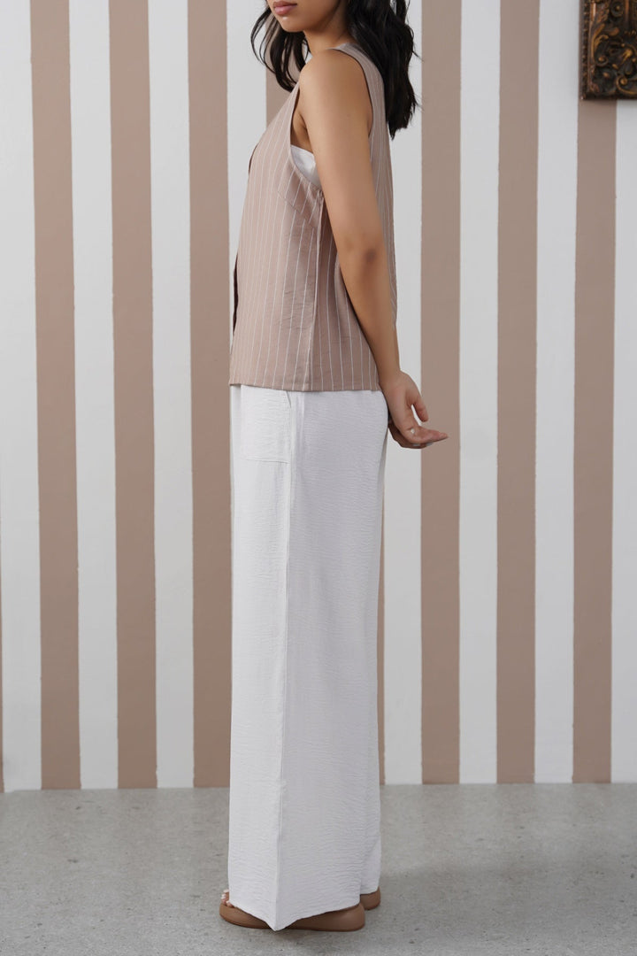 TAUPE STRIPED BLOUSE