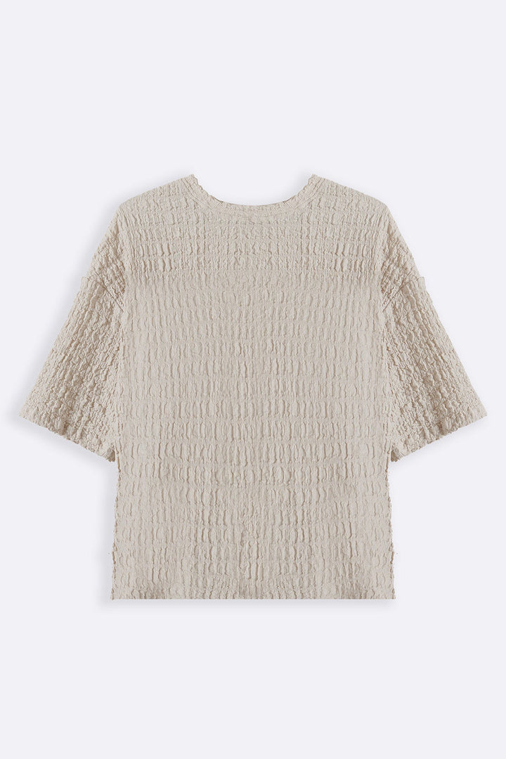 BEIGE BUBBLE CRINKLE TEE