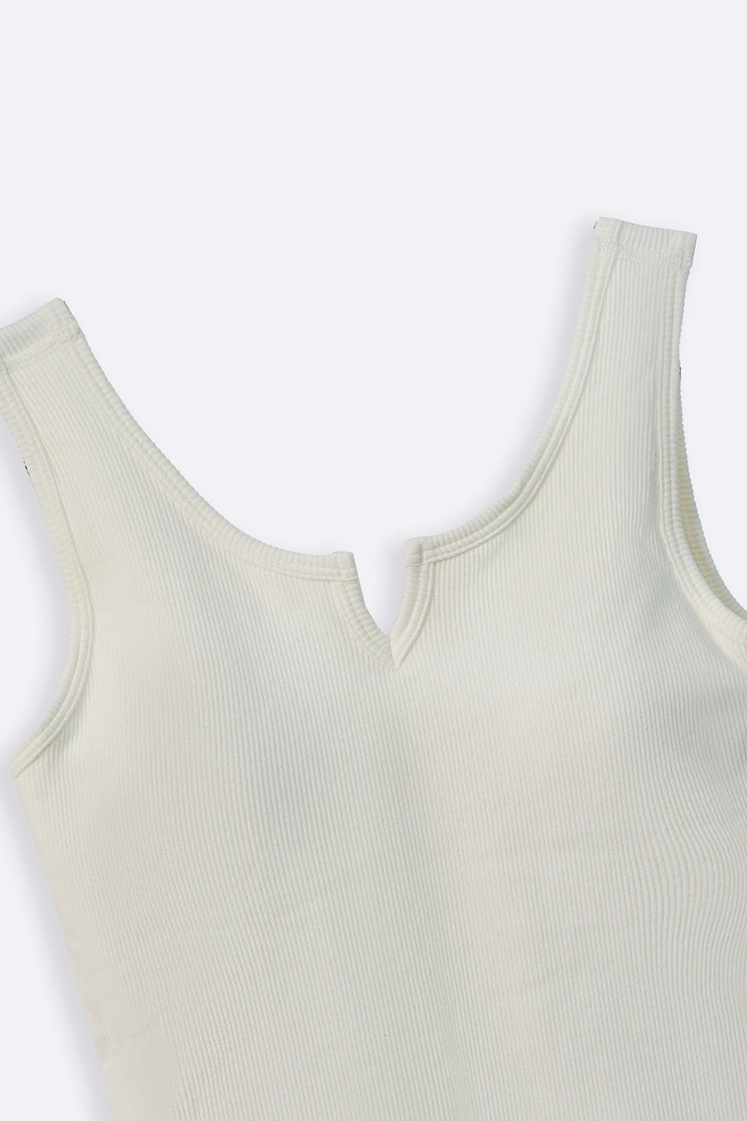 WHITE RIBBED BRA TANK