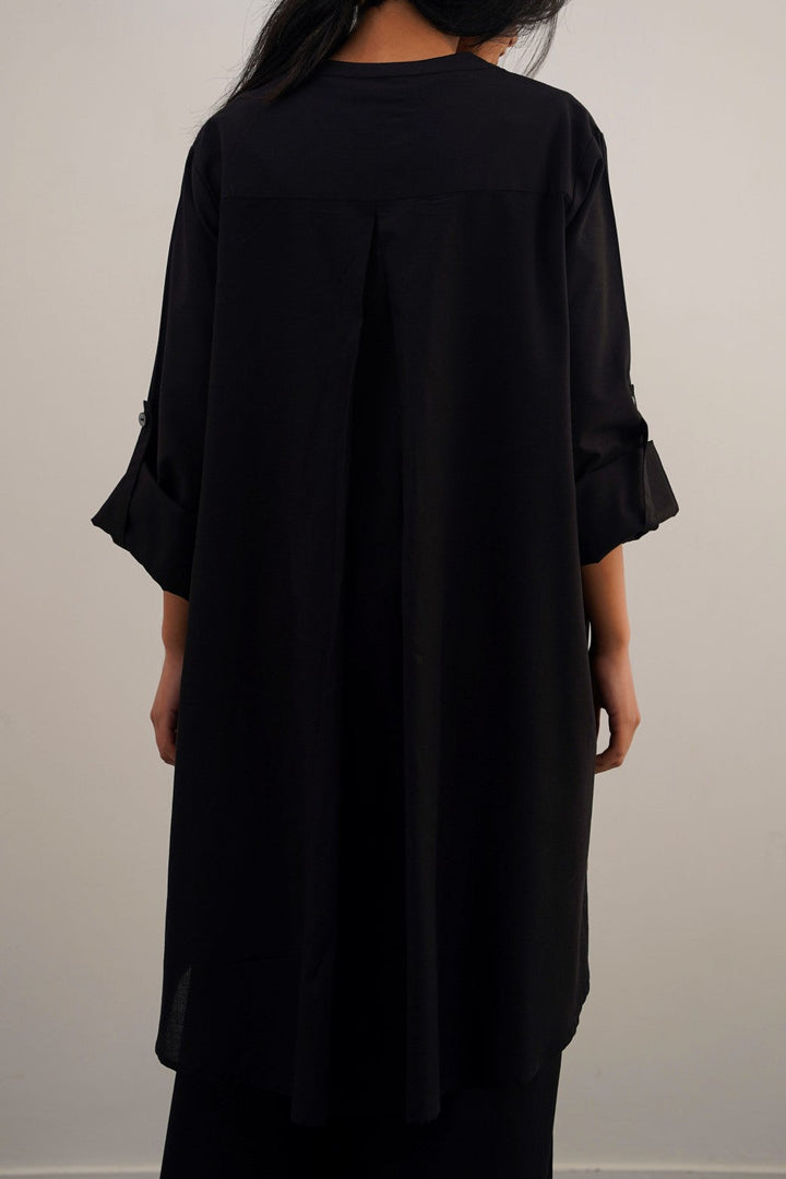BLACK COTTON FLARE TUNIC
