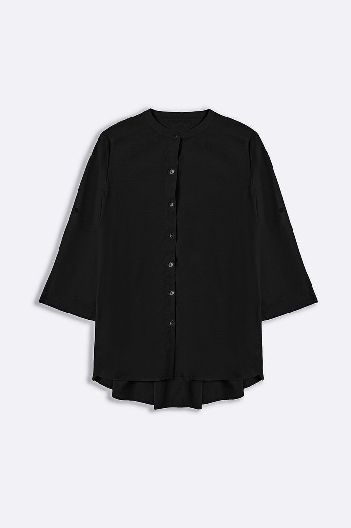 BLACK COTTON FLARE TUNIC