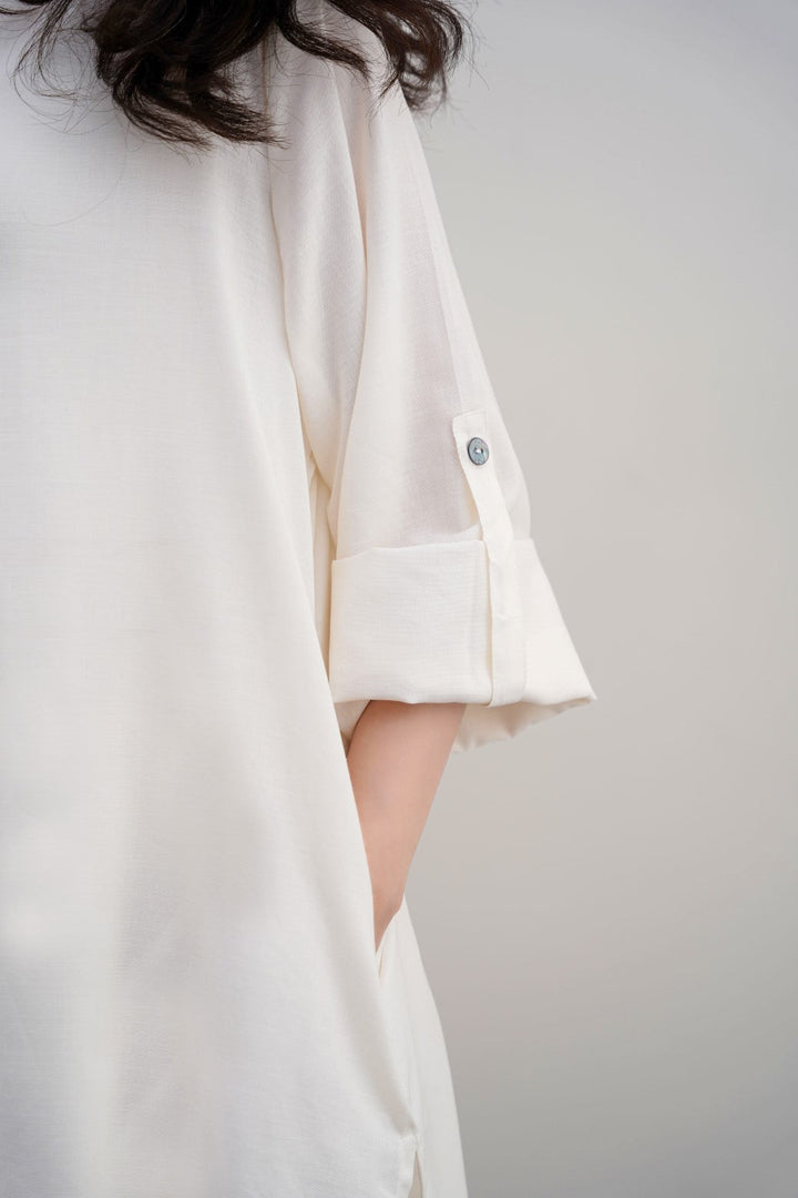 WHITE COTTON FLARE TUNIC