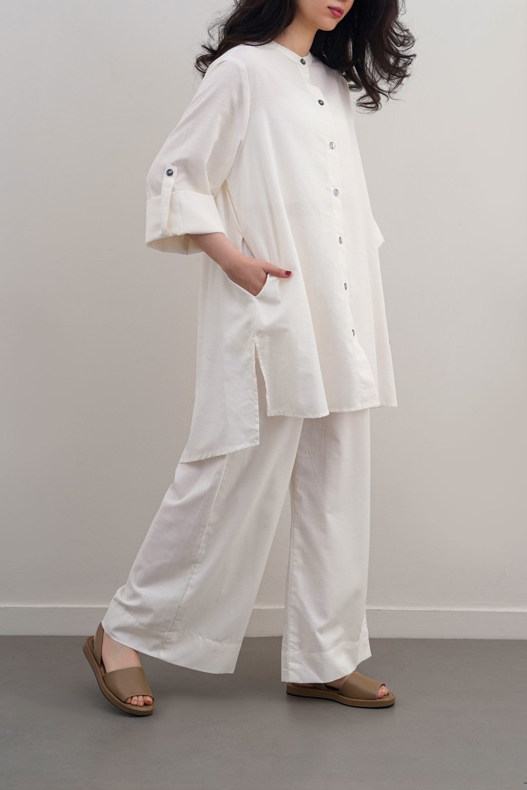 WHITE COTTON FLARE TUNIC