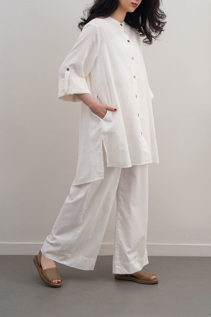 WHITE COTTON FLARE TUNIC