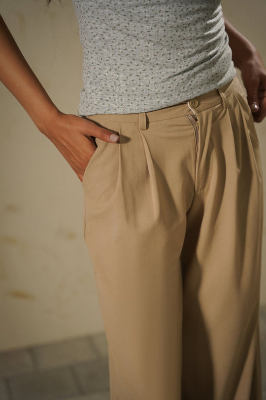 BEIGE CLASSIC TAILORED PANTS