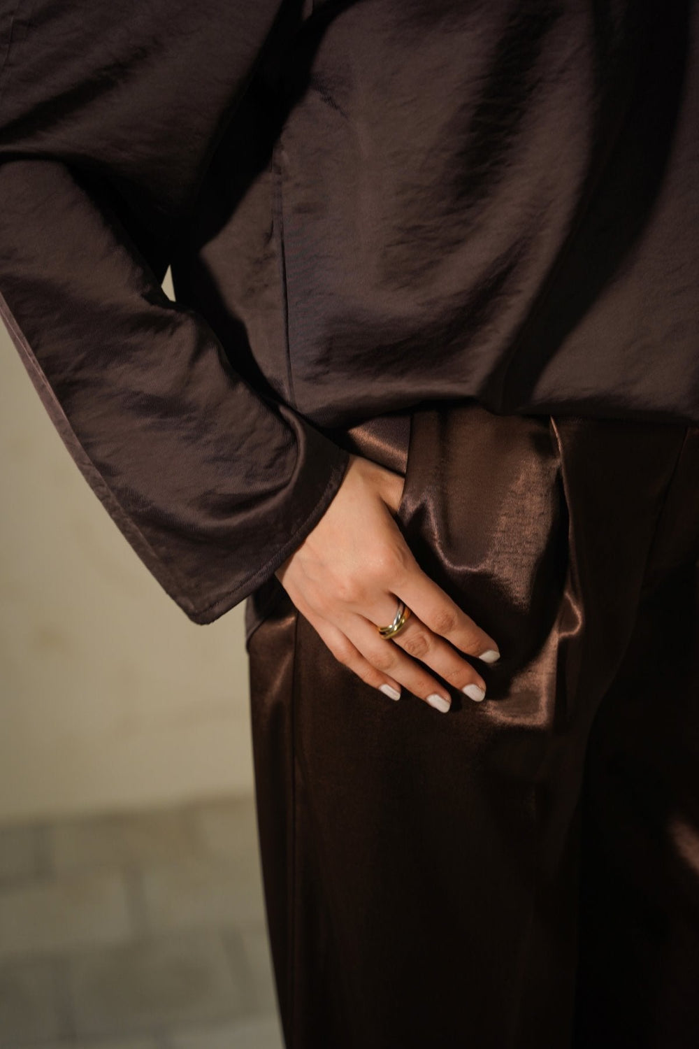 CHOCOLATE SILKY FORMAL PANTS