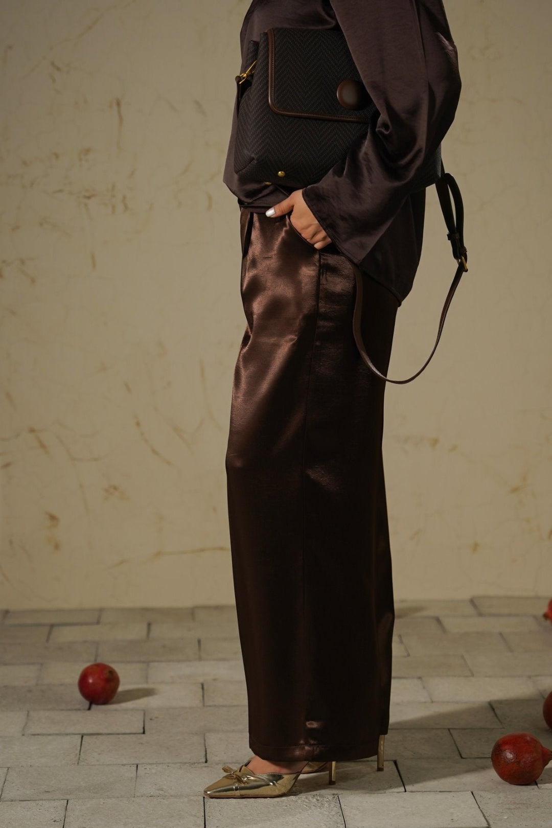 CHOCOLATE SILKY FORMAL PANTS