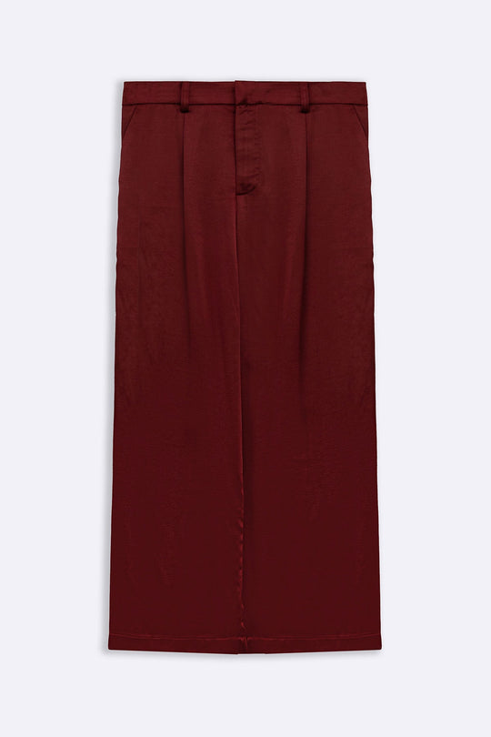 OX BLOOD SILKY FORMAL PANTS
