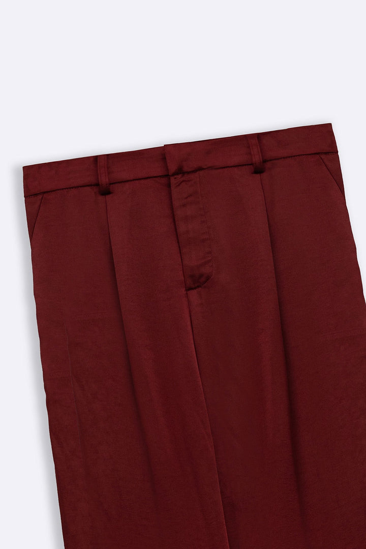 OX BLOOD SILKY FORMAL PANTS