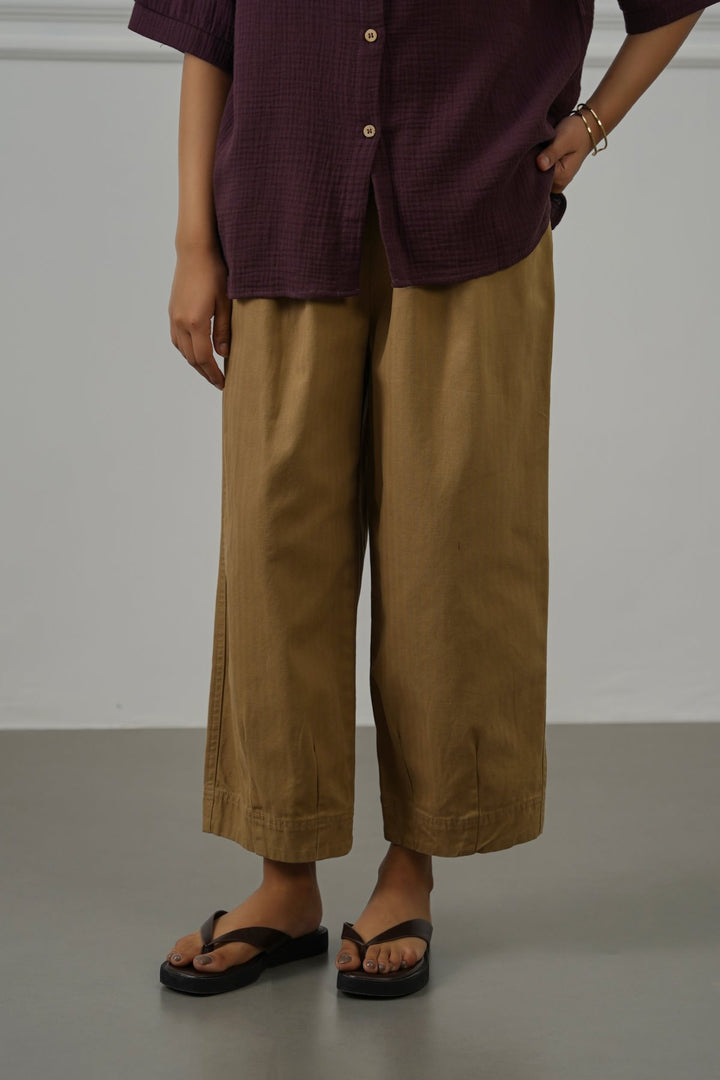 COTTON HERRINGBONE PANTS