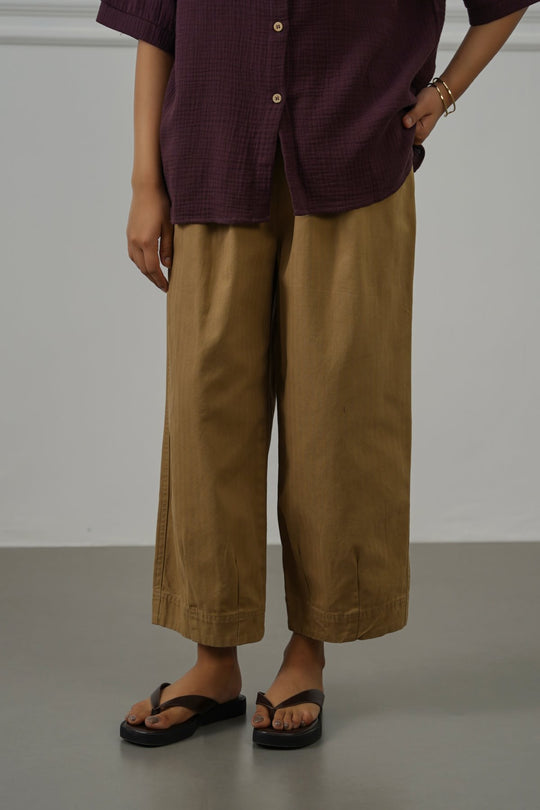 COTTON HERRINGBONE PANTS