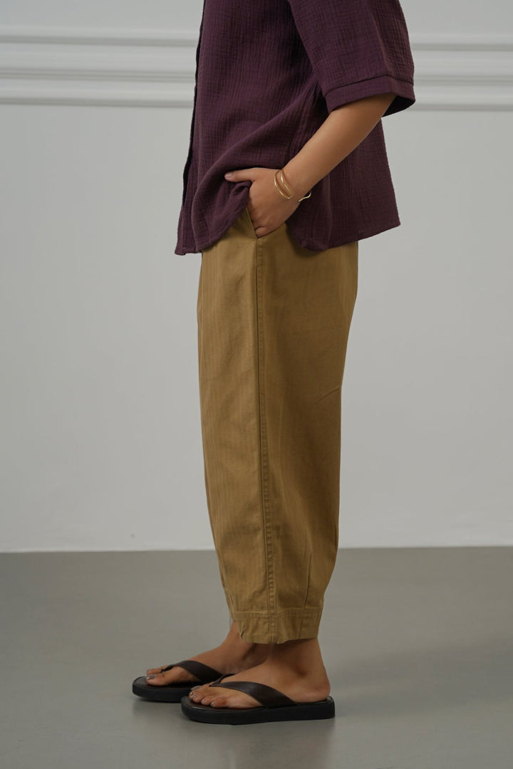 COTTON HERRINGBONE PANTS
