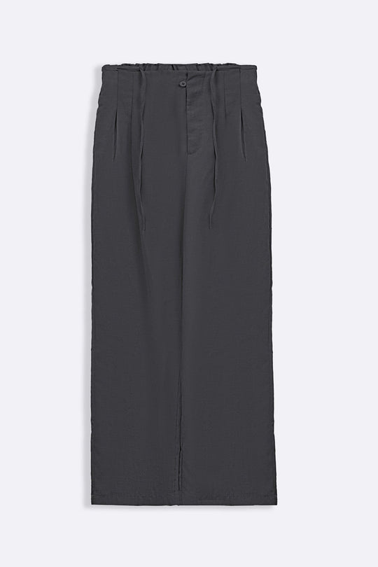 CHARCOAL TAILORED FLAT FRONT PANTS