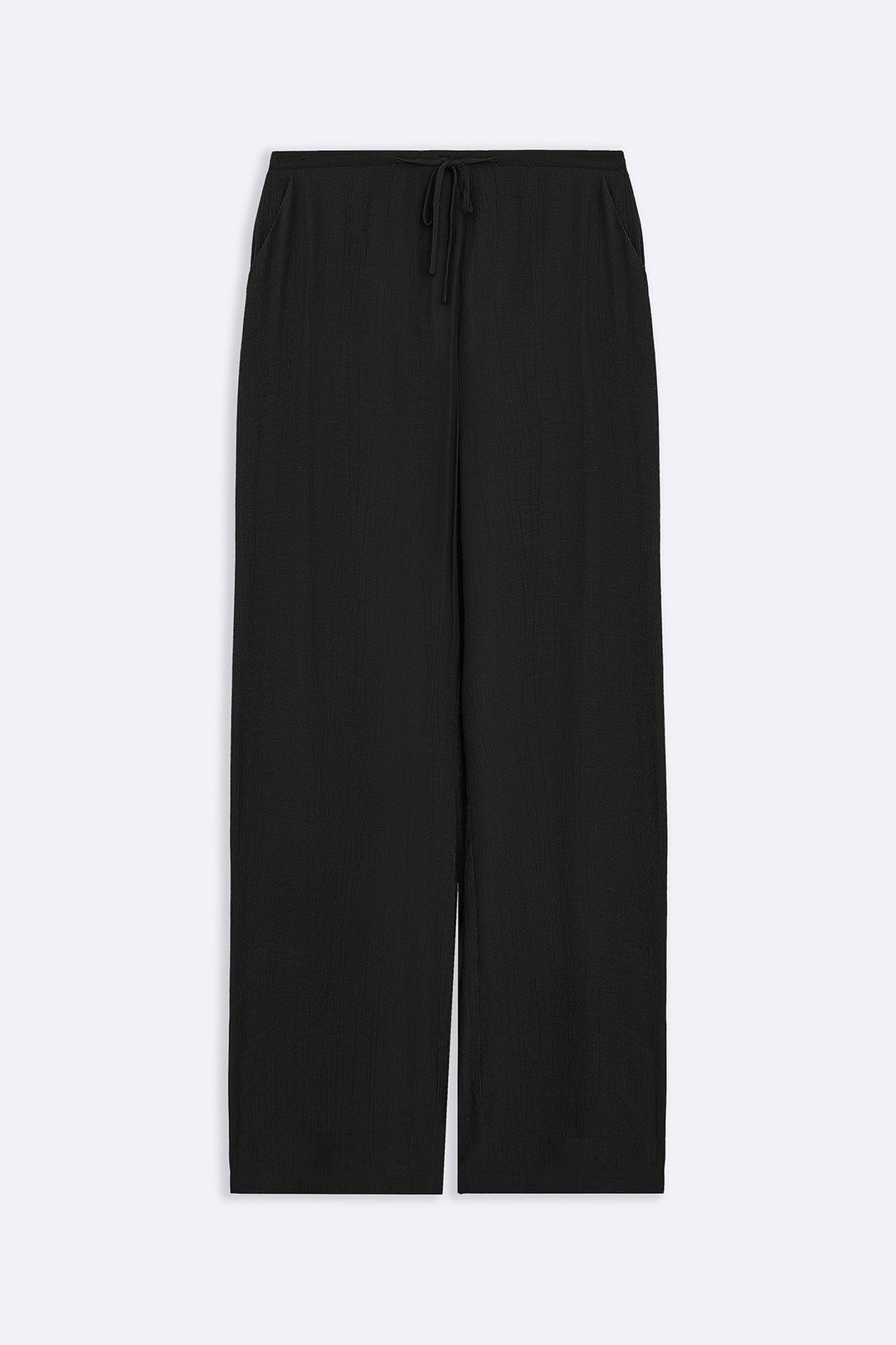BLACK TEXTURED LONG PANTS