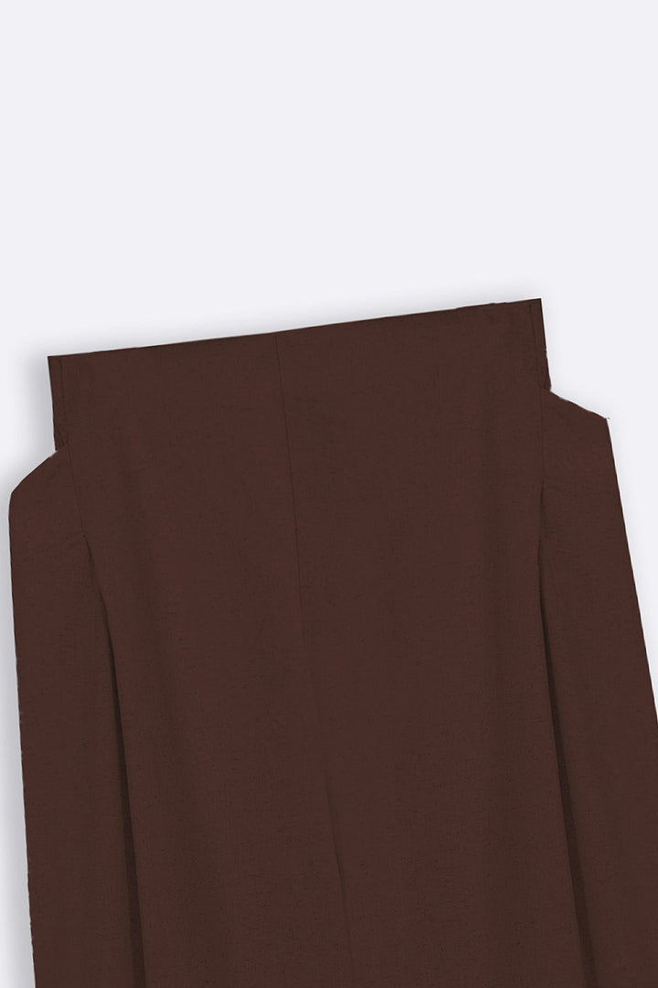BROWN PLEAT LINEN BLEND PANTS