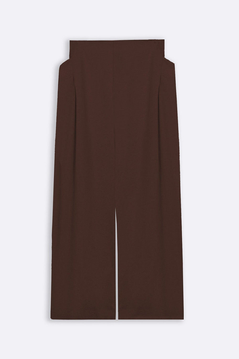 BROWN PLEAT LINEN BLEND PANTS