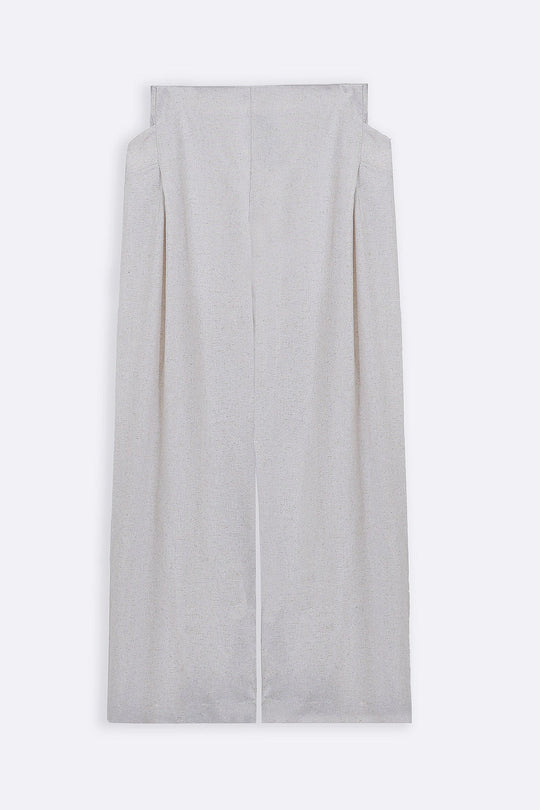 OAT WHITE PLEAT LINEN BLEND PANTS