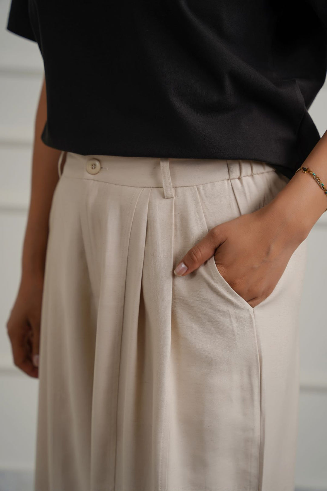 COTTON-TENCEL CROPPED PANTS