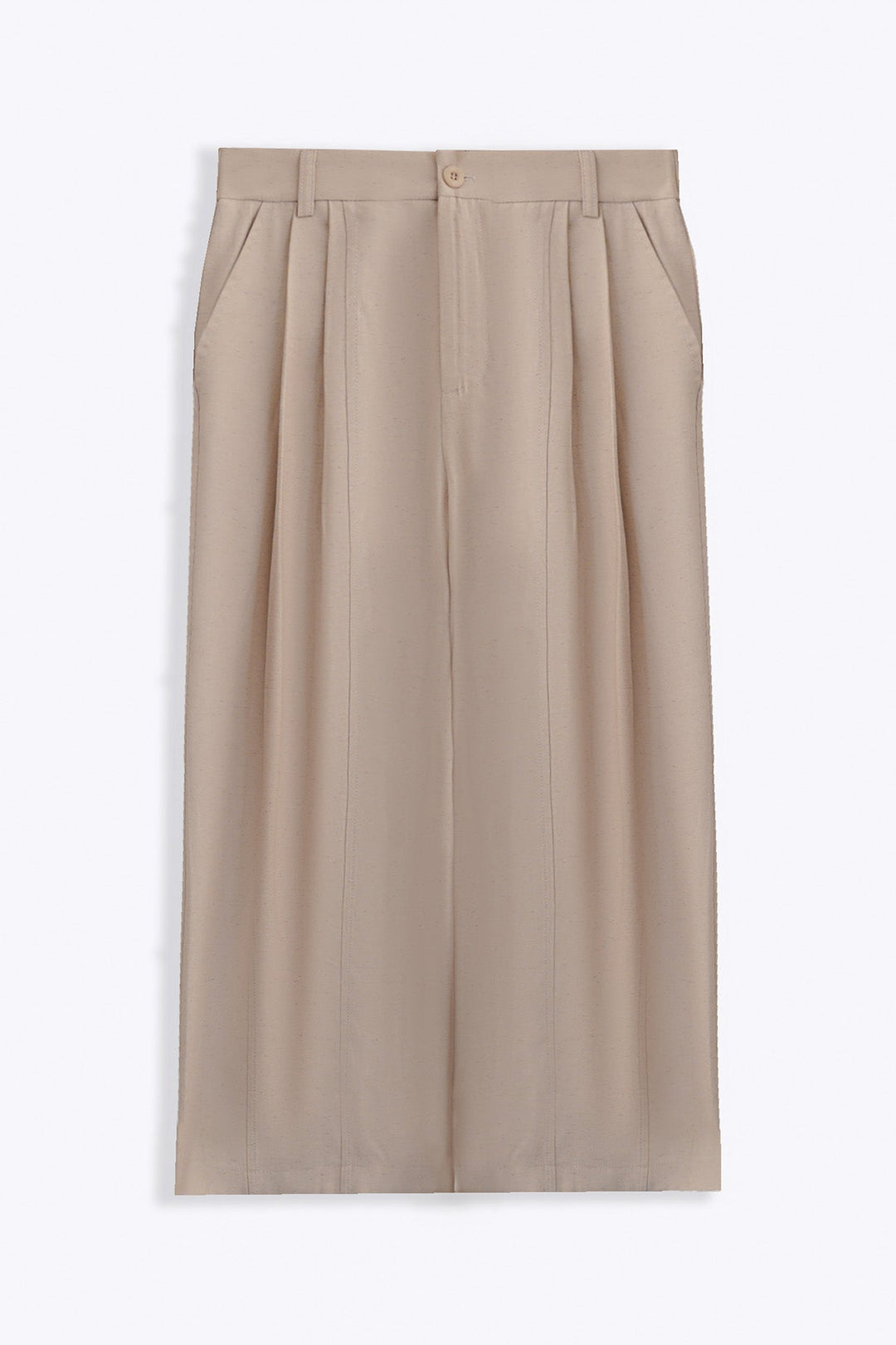 OAT WHITE COTTON-TENCEL CROPPED PANTS