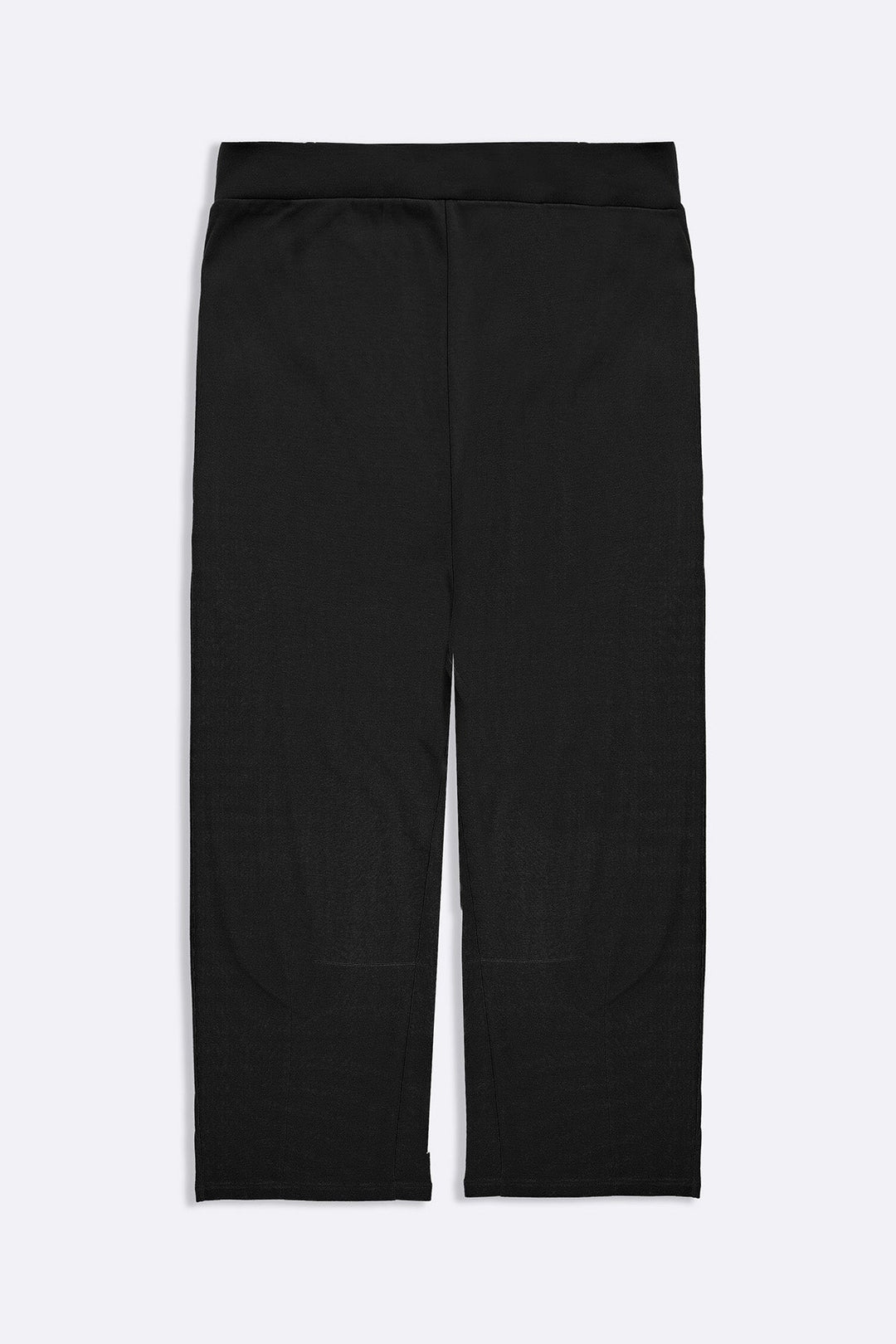 BLACK KNITTED BARREL PANTS