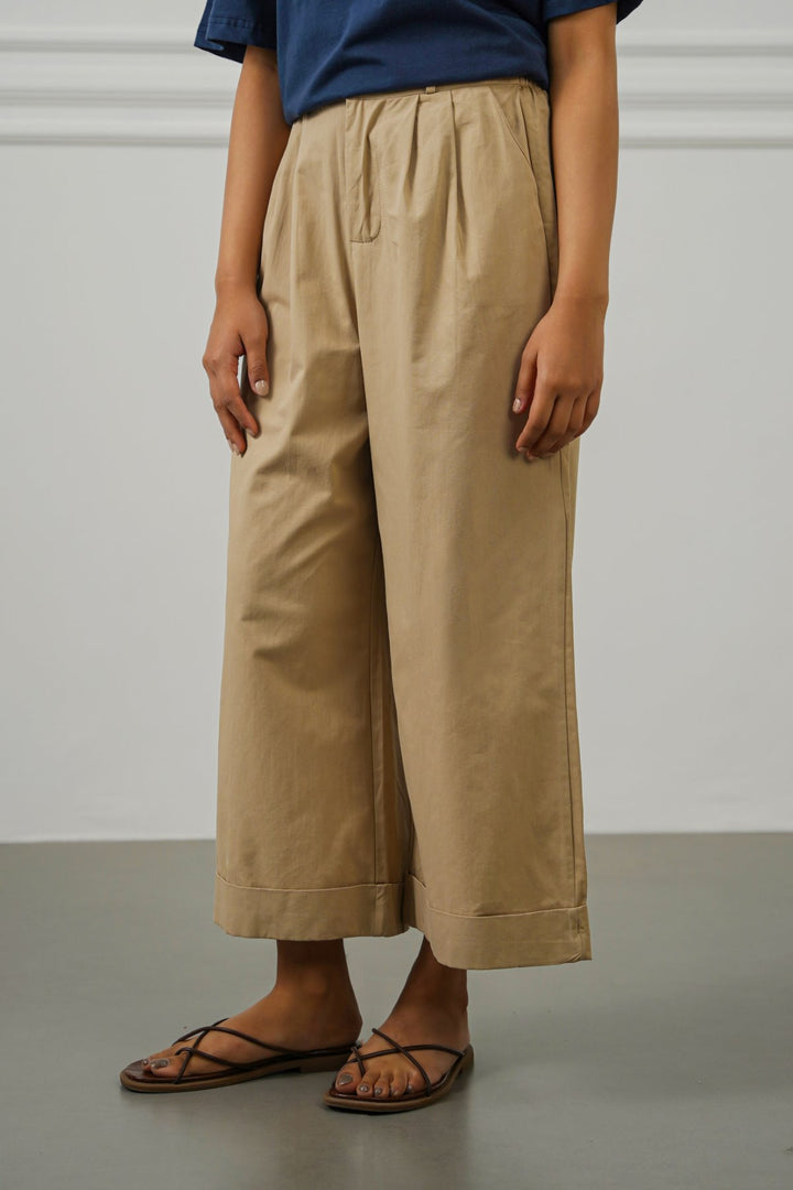 POPLIN TURN UP PANTS