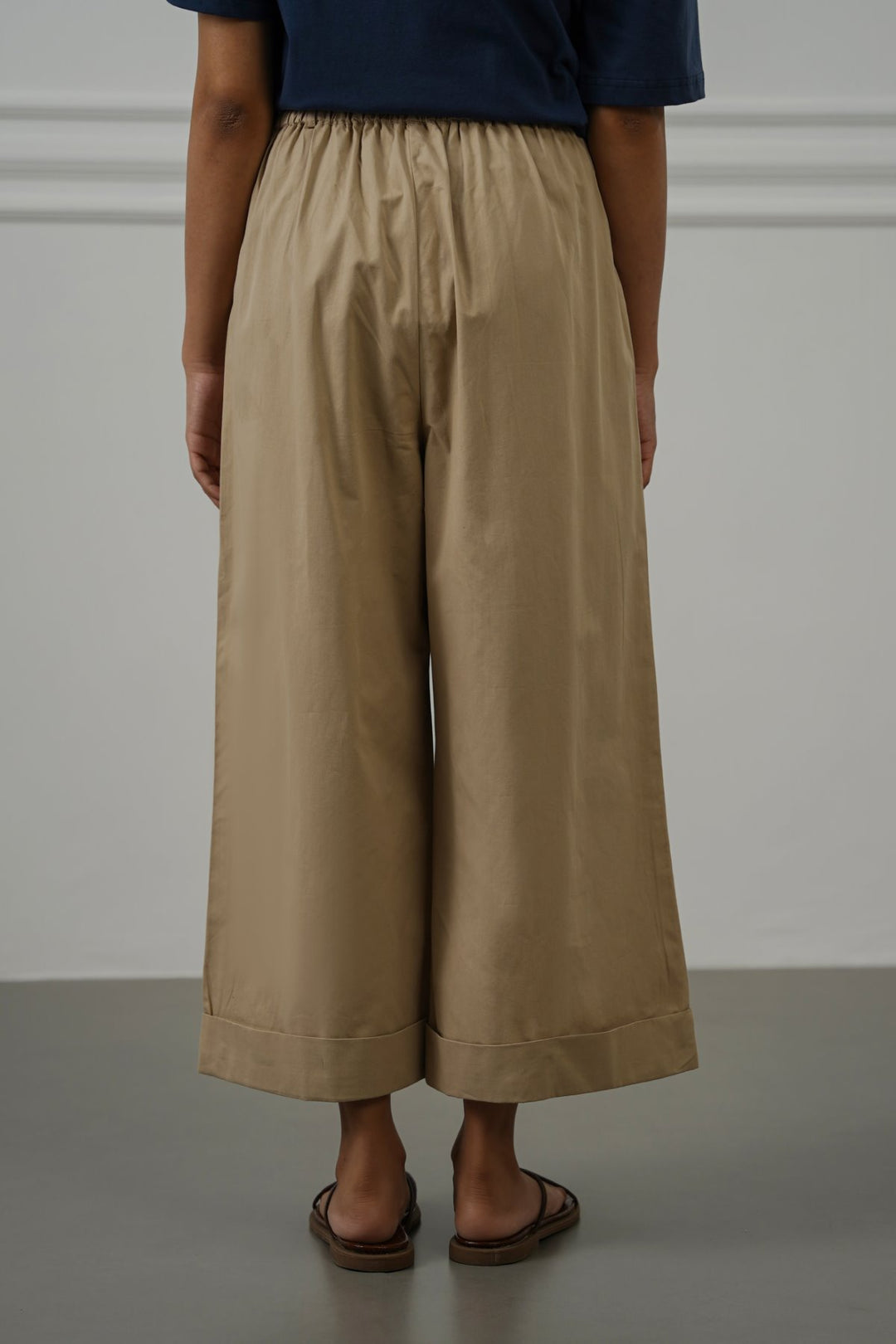 POPLIN TURN UP PANTS
