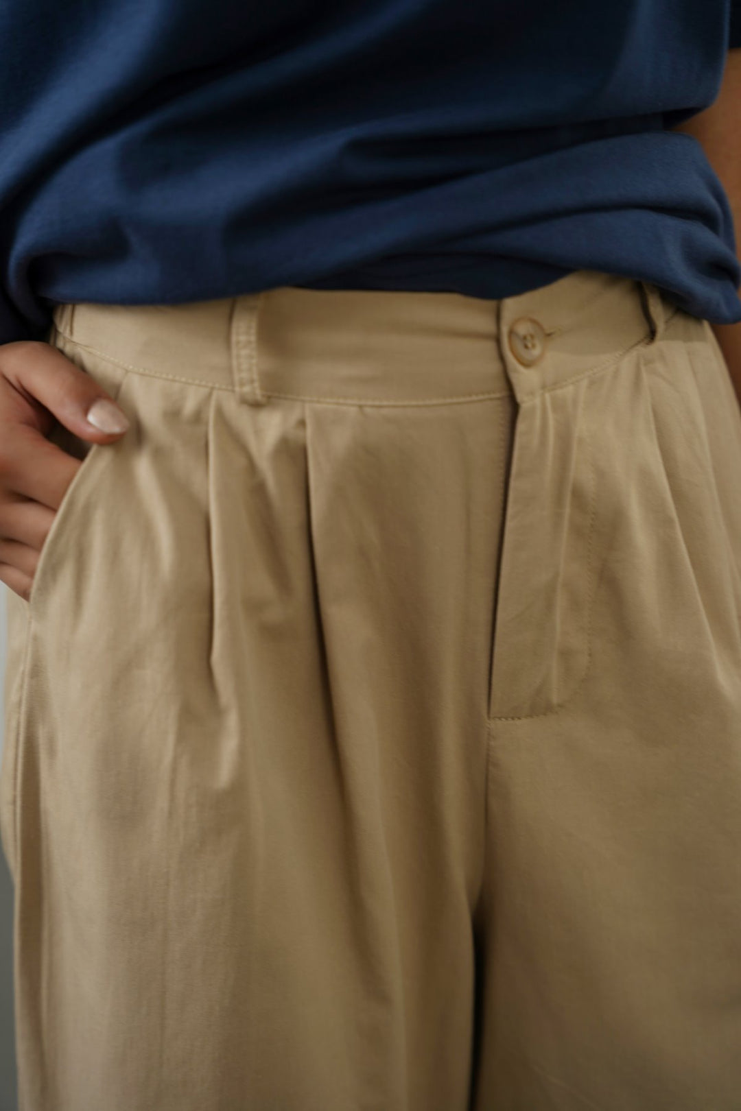 POPLIN TURN UP PANTS