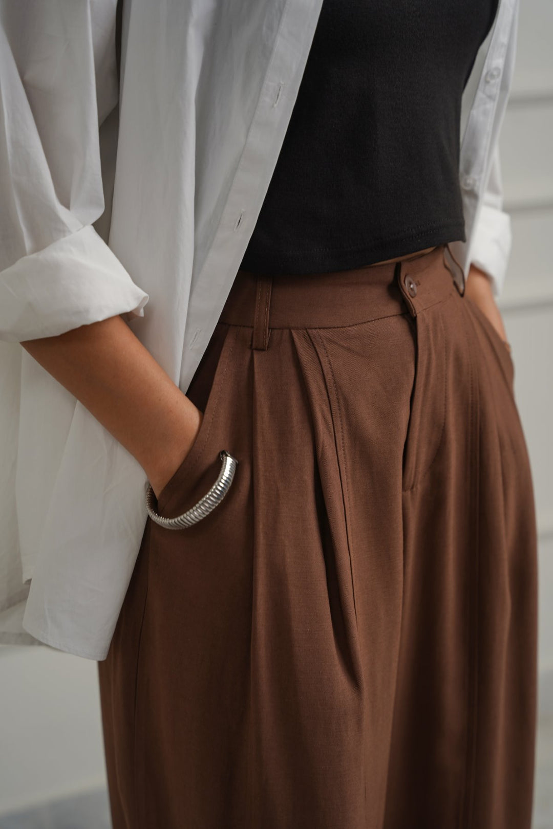 POPLIN TURN UP PANTS