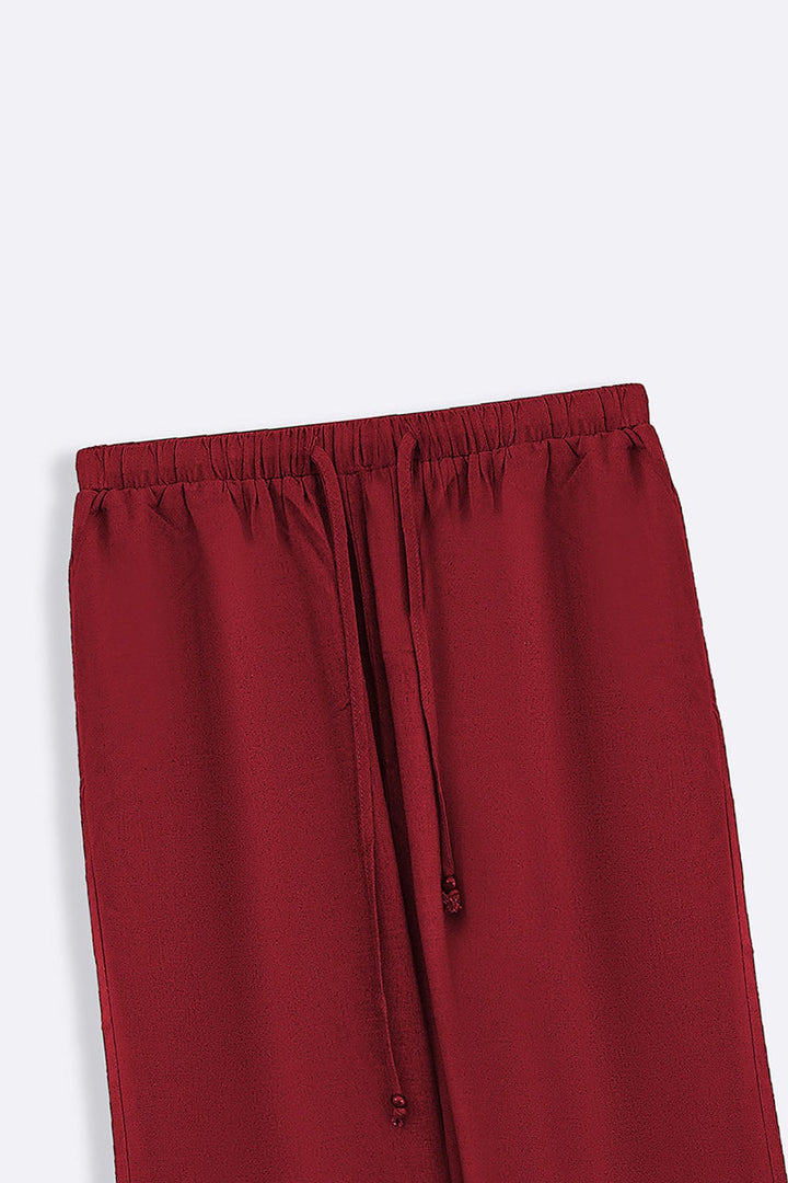 RED LINEN BLEND EASE CULOTTES