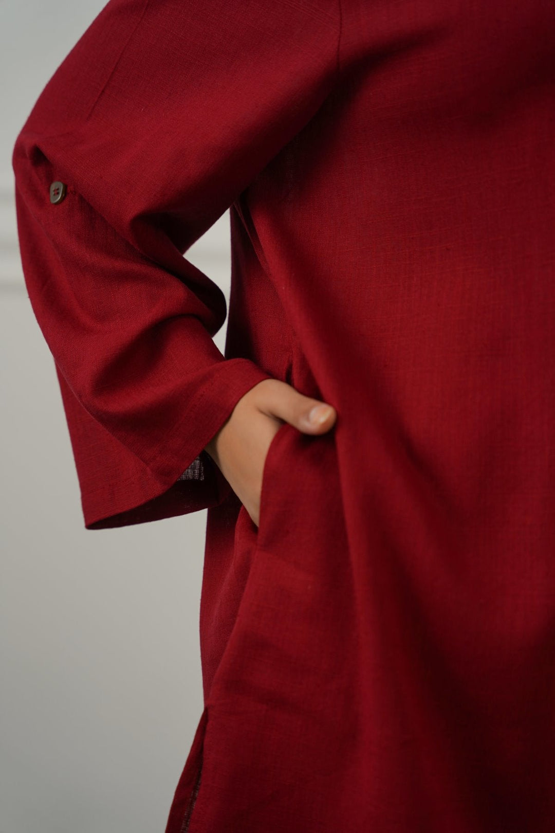 RED LINEN BLEND EASE CULOTTES
