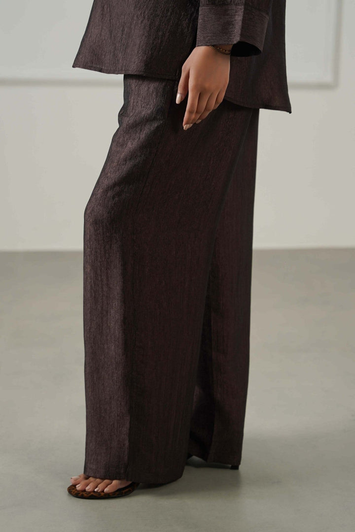 COFFEE TEXTURED FLOWY PANTS