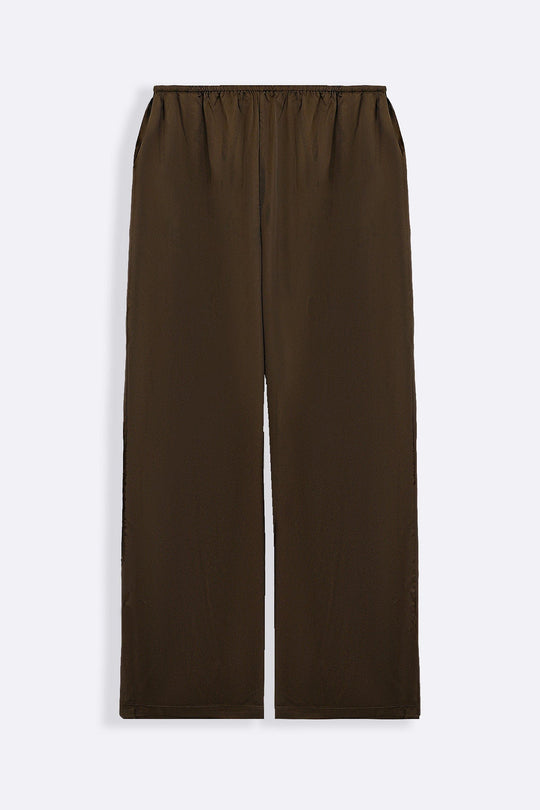 OLIVE SATIN WIDE PANTS