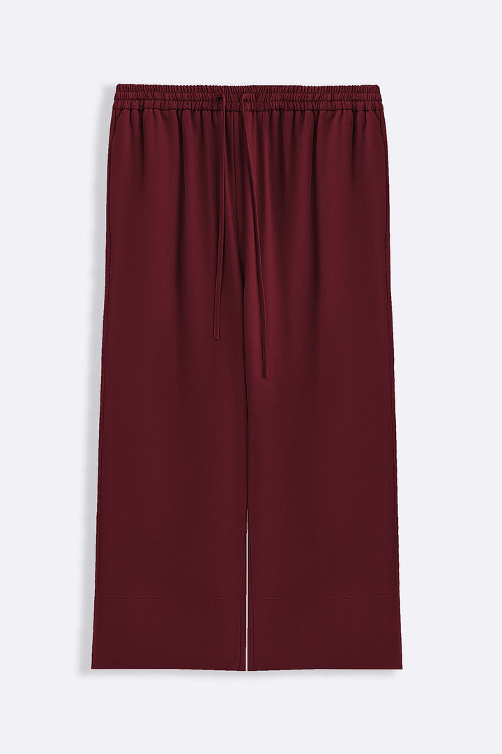 BURGUNDY TENCEL-LINEN EASE PANTS
