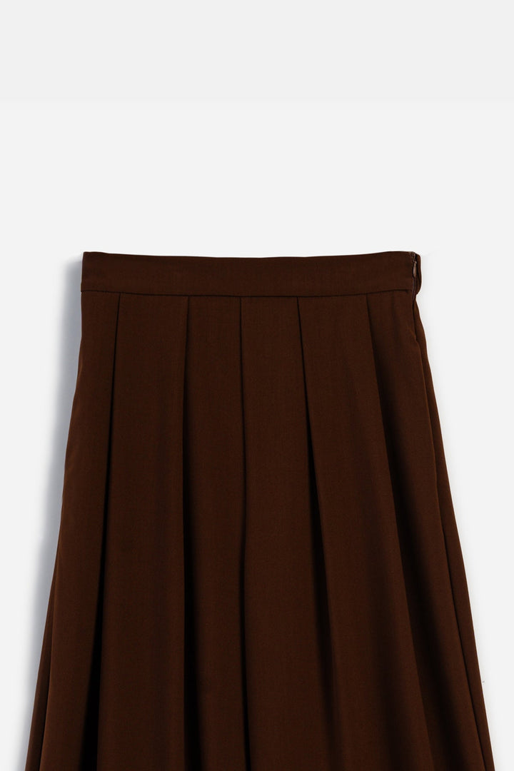 BROWN FLOW PLEATED PANTS