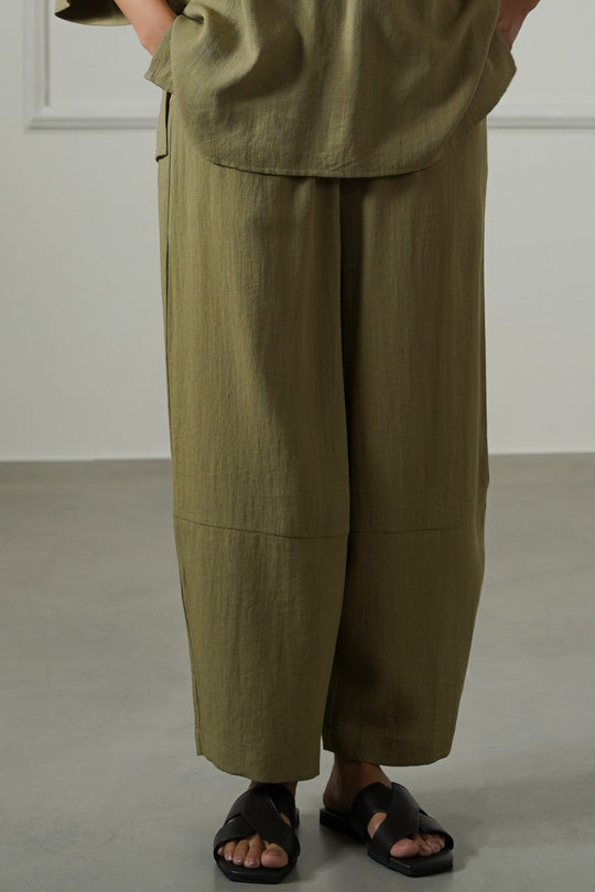 OLIVE CROPPED SAFARI PANTS